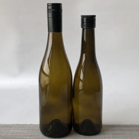 Bouteilles de vin en verre vert olive Riesling de 187 ml, 375 ml, 500 ml, 750 ml avec bouchon à vis noir et étiquette personnalisée