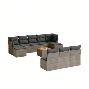 Conjunto de Sofá de Jardín de Ratán Gris y Marrón, 6 Plazas, Resistente a la Intemperie, Muebles de Exterior de Diseño Contemporáneo - Product Image 1