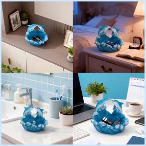 Estatua de Delfín de Resina Personalizada, Porta Joyas, Recipiente para Llaves, Recipiente Decorativo Pequeño para Guardar Objetos, Recuerdo, Regalo - Product Image 2