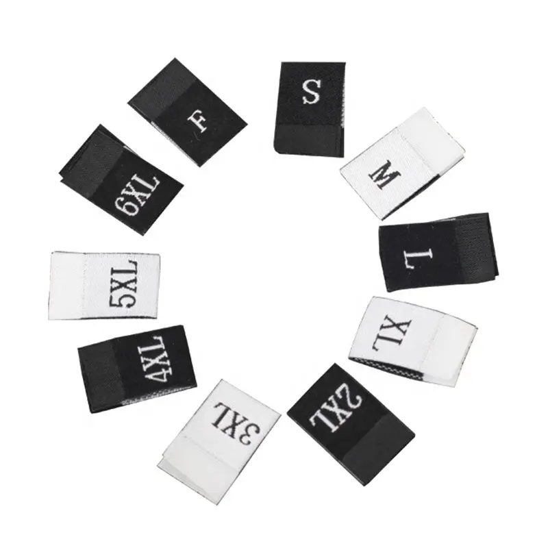 Low MOQ China Factory Best Selling woven label fabric clothing size label tag clothing for Garment