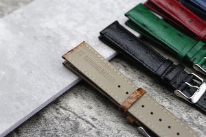 Yunse nuevo patrón de avestruz correa de cuero genuino negro bronceado marrón personalizado 19 21 correa de reloj de cuero de grano superior 18mm 20mm 22mm 24mm - Product Image 5