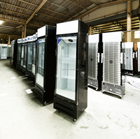 Réfrigérateur à boissons avec écran complet à 4 portes en verre, refroidissement par air, compresseur intégré, congélateur vertical pour boissons