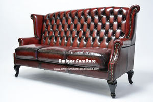 فريد تصميم خمر غرفة المعيشة أثاث الفندق الملكة آن الملكي أريكة جلدية - Product Image 2