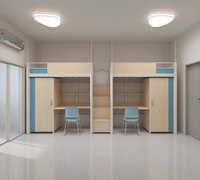 Lit superposé double moderne pour étudiants, directement de l'usine, en acier durable, avec bureau, armoire et étagère intégrés, pour 2 personnes