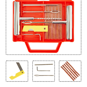 Kit de réparation de pneus portable d'urgence pour moto et voiture, avec patchs pour pneus tubeless et poignée, noir - Product Image 4