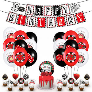 Décoration de fête d'anniversaire de club de Las Vegas avec pendentif spirale de drapeau de ballon de fête à thème de casino moderne - Product Image 5