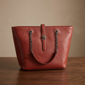 Bolso de Mano Clásico Rojo para Mujer, de Cuero Genuino, con Cierre de Cremallera, Resistente al Agua, Capacidad de 1L, Dos Asas, Portátil, Moderno, para Exteriores - Product Image 2