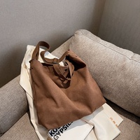 Sac fourre-tout en toile de coton de haute qualité pour femmes chaudes Logo personnalisé imprimé bouton de poche intérieur marron pour l'épicerie du week-end