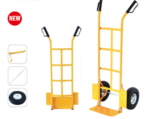 Chariot à main fermé à deux roues en acier jaune, plateforme mobile pour le transport de boîtes, usage industriel OEM - Product Image 2