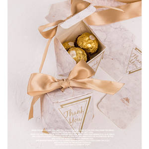 缎带装饰小纸盒大理石印花优雅婚庆礼盒 - Product Image 4