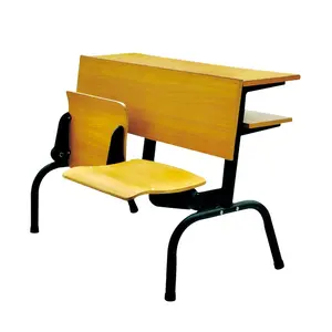 Wooden lecture hall folding chairs with table on sale