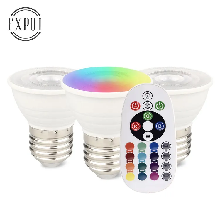 Fxvaso holofote led inteligente, holofote multicolorido mr16 rgb led com 16 mudança de cor, lâmpada de holofote com controle remoto ir