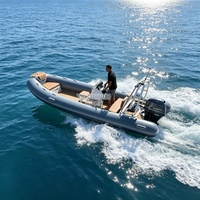 Bateau semi-rigide en aluminium certifié CE 480, 4,8 m, avec coque en V, console centrale et arceau de sécurité, idéal pour la plongée