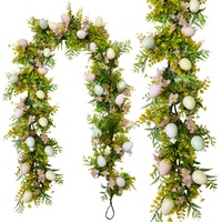 Kunstmatige wingerden paasgirlandes gemengde kleurrijke bloemen paasgirlandes voor voordeur en wanddecoratie thuis