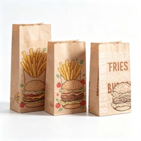 Sacs d'épicerie en papier kraft brun recyclables à fond carré avec soufflet latéral pour l'emballage de collations, petit-déjeuner, restauration rapide et hamburgers