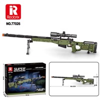 Mould King 14010 Senapan Sniper AWM Militer Perang Dunia II untuk Anak-anak, Mainan Model MOC, Kado Ulang Tahun, Set Blok Bangunan