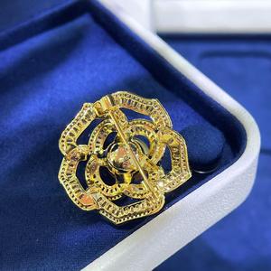 Broche de Flor de Perla Dorada Nanyang, Accesorio de Cristal de Moda con Diseño Hueco, Disponible al por Mayor y al Detal - Product Image 5