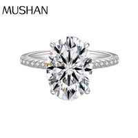 Bague en argent sterling S925 avec moissanite ovale de 5 carats en forme d'œuf de pigeon, bijoux en argent avec un style de luxe léger, fabriquée par l'usine de bijoux MuShan
