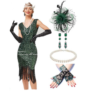 Ecoparty vestido con borlas y cuentas fiesta de baile banquete Gatsby 1920 Vintage lentejuelas vestido Formal <span class=keywords><strong>mujer</strong></span> sin mangas <span class=keywords><strong>traje</strong></span> de tubo - Product Image 2