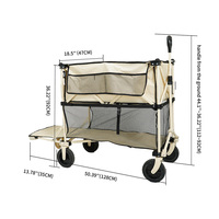 Chariot pliant à 2 niveaux Chariot utilitaire robuste Pêche Plage Shopping Stockage Utilisation extérieure Personnalisable OEM Fermé