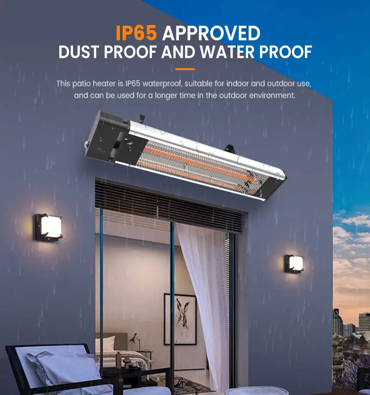 高品質防水IP65リモートコントロールカーボンファイバー天井または壁取り付け電気赤外線屋外パティオヒーター