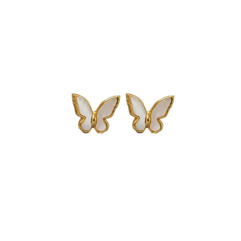 Candy Colorful Butterfly Crystal Gold Stud Earring Women Girl Minimalist French Acrylic Small Hoop Earring Summer Animal Jewelry