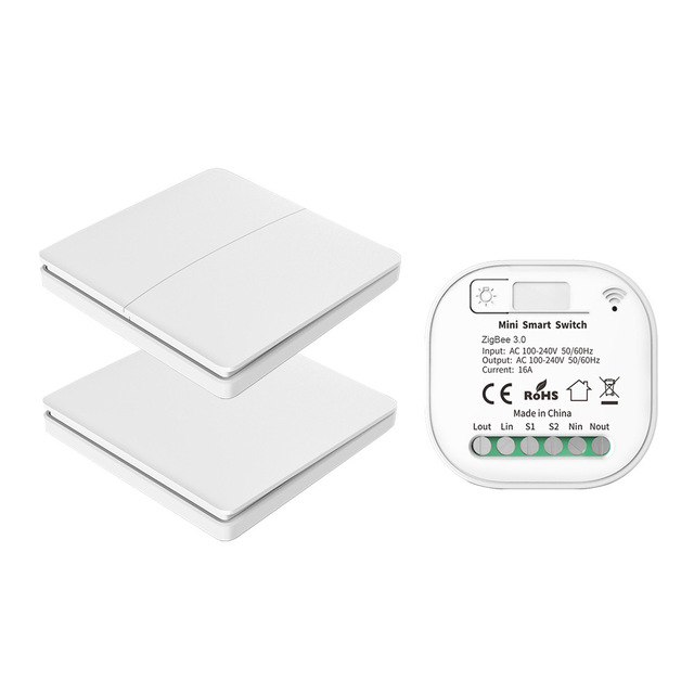 1/2gang Tuya App Zigbee Smart Switch 16A AC100-240V Wall Lighting Switch 100m Range No Battery Self-generating Wireless Switch