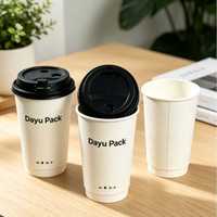 Gobelets jetables écologiques de qualité alimentaire pour café et vin avec couvercle, impression de logo personnalisée, biodégradables et recyclables pour les cafés