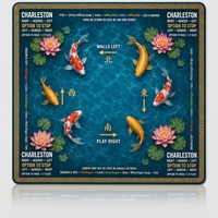 Tapis de Mahjong pliable Poisson Koi Bleu, règles de Charleston, tapis en caoutchouc Feng Shui pour jeux de casino et soirées de jeux, expédition rapide
