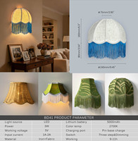 Applique murale à piles avec cordon en tissu, lampe murale sans fil avec télécommande sans fil, lampe murale LED rechargeable sans fil à intensité variable