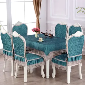 European Design High Quality Luxury Plain Banquet Ivory Embroidered Lace Dinner Events Chairs And Table Protective Covers