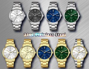 Reloj de cuarzo para hombre, acero inoxidable 1359, con fecha, de lujo, analógico, con cierre desplegable, resistente al agua 30M - Product Image 2