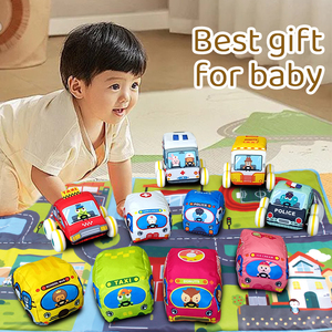Jouets pour bébés Huanger, jeux de <span class=keywords><strong>friction</strong></span>, voitures, mini camion à grande roue, <span class=keywords><strong>voiture</strong></span> en tissu à recul, 4 assortiments - Product Image 3