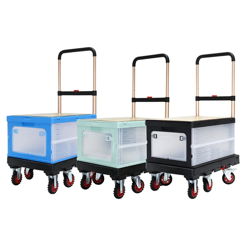 Baoyu Faltbare Kunststoff-Aufbewahrung boxen Camping Cart Platform Trolley-Behälter mit Deckel