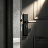 Poignée de porte en acier au manganèse avec corps de serrure silencieux et finition noire mate pour maison, hôtel, bureau, appartement