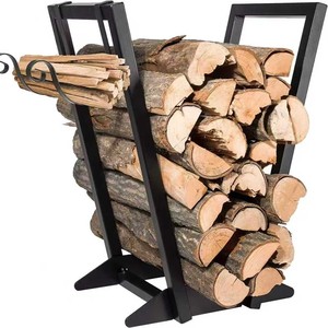 Soporte para Leña de Metal Negro, Estante de Almacenamiento de Leña para Interiores y Exteriores, Soporte para Leña de Chimenea, Forma Rectangular, Multiusos, Portátil - Product Image 5