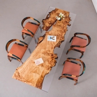 Ensemble de Table à manger en noyer bleu océan convertible carré haut clair rivière dalle de résine époxy pour bureau à domicile Restaurant cuisine solide