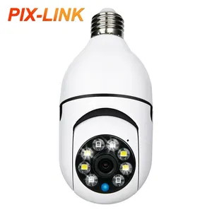 Lampu bohlam lampu rumah pintar, wifi kamera 2MP 360 derajat keramik nirkabel keamanan IR kamera CCTV VR