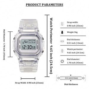 Reloj Digital LED Transparente de Moda, Relojes Deportivos Electrónicos Cuadrados para Mujer - Product Image 5