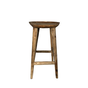 Tabouret de bar moderne et écologique, minimaliste, rectangulaire, plat, en teck, 40x40x75, meubles de maison pour salon, Gubuk Bali - Product Image 2