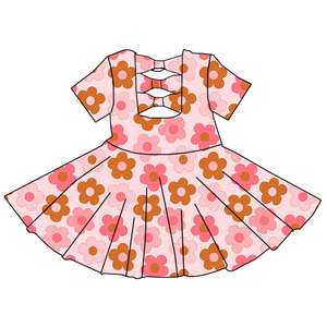 Nuovissimo Abito Primaverile 2026 per Bambine, Vestito Intero con Stampa Personalizzata, Fiocco sulla Schiena, Collo Tondo, Lunghezza al Ginocchio - Product Image 4