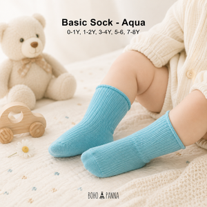 Boho Panna Basic <b>Aqua</b> <b>Socks</b> For Toddlers 0-1Y 1-2Y 3-4Y 5-6Y 7-8Y Breathable Knitted Cotton Ankle <b>Socks</b> Spring Casual Style - Product Image 2