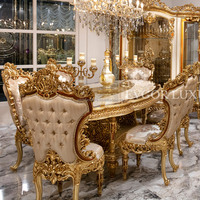 Tables et chaises en bois massif sculpté Design baroque élégant et classique Style français européen Ensembles de salle à manger