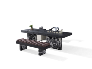 Juego de mesa de té de lujo moderno LU para oficina Escritorio ejecutivo de pizarra de roca personalizable con base de piedra - Product Image 2