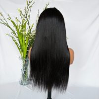 Peluca Transparente de Encaje Frontal 5x5 Sin Pegamento al Por Mayor, Mezcla de Cabello Humano, Lacia, 24 Pulgadas # Cabello Humano de 2 Colores, Tamaño Promedio, Negro