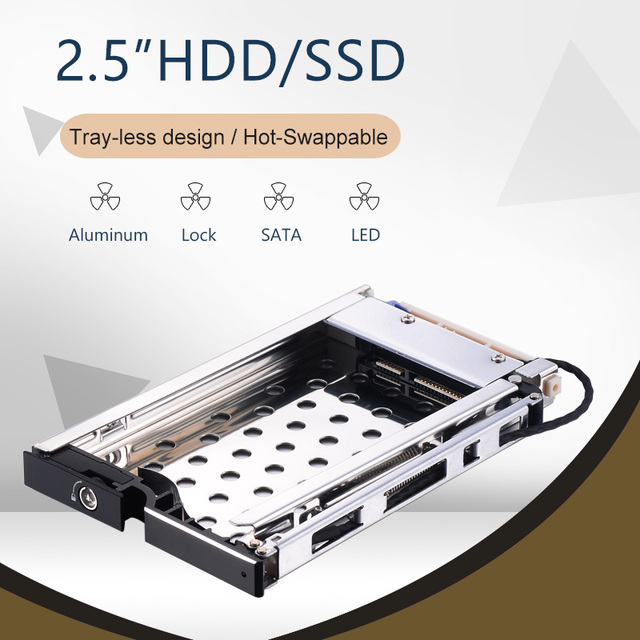 2.5 Inch SATA III Adapter Tray-less Hot Swap Aluminum SSD Mobile Rack HDD Type with 12-Month Warranty