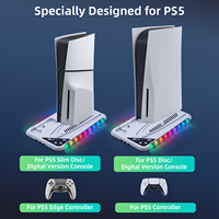 DOBE Support de station d'accueil multifonctionnel pour PS5 Slim RGB Support de refroidissement avec crochet pour casque d'écoute pour PS5 DualSense Controller Holder station