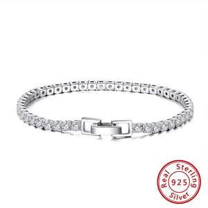 Bracciale Tennis con Catena a Maglia Curb <span class=keywords><strong>in</strong></span> <span class=keywords><strong>Argento</strong></span> <span class=keywords><strong>925</strong></span> - Product Image 4