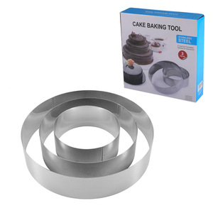 Ba-mảnh thiết lập vòng DIY thép không gỉ Mousse Vòng bánh khuôn cần thiết Baking công cụ cho bánh làm đóng gói trong túi hoặc hộp - Product Image 3