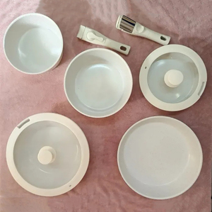 High Quality Ceramic Coated <b>Pot</b> Pan Glass Lids Detachable Soft touch Handles Non Stick 9-Piece Forged Aluminum Cookware <b>Set</b> - Product Image 6
